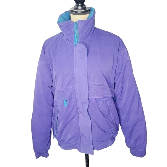 Vintage Jackets & Blazers - Vintage 80s Purple Blue Contrast Winter Ski Coat Medium